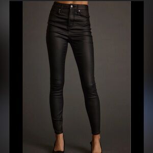 12th Tribe Black High-Rise Coated Skinny Jeans